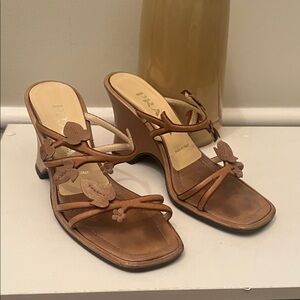 Authentic Prada Leaf & Vine Collection Leather Wedges Size 36.5/US 6.5